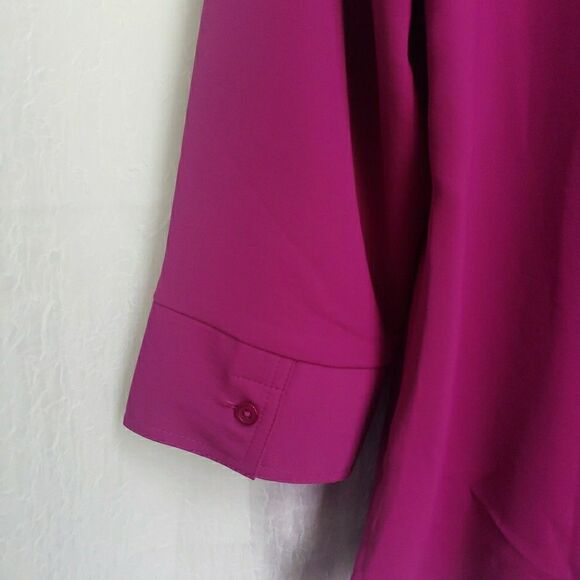 Chico's Blouse Top Magenta Pink Hidden Button Up Women's Size 2 US L - Picture 7 of 10